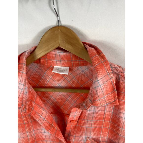 NWT Abound Oversized plaid Shirt Orange Size Medium - Picture 4 of 6
